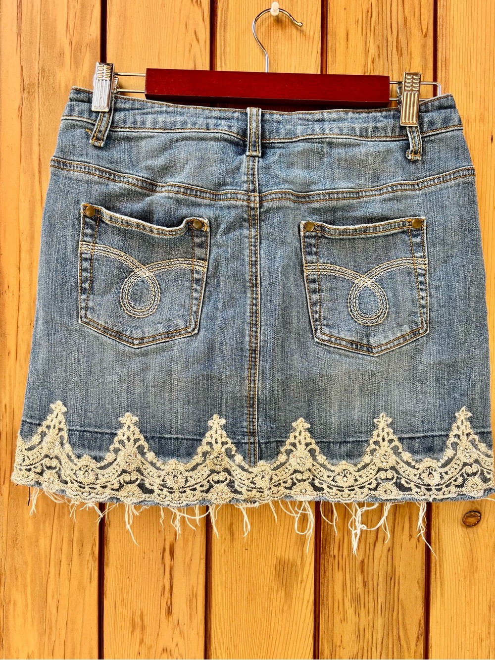 🏷️ Vintage Y2K Flash Lights Lace Trim Denim Mini Skirt